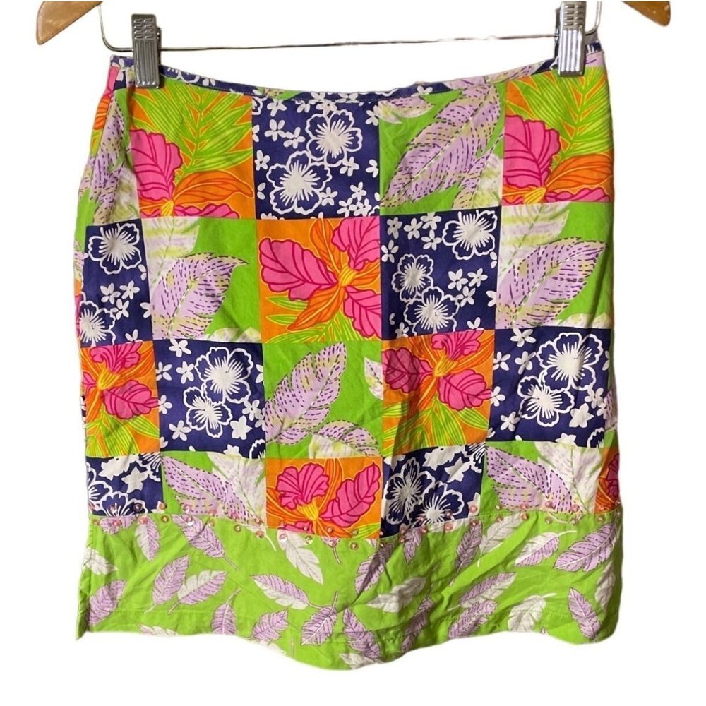 Bamboo Traders Tropical Floral Lightweight Mini Skort Skirt Sz 6